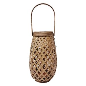 HD Designs NWT Bamboo Weave Lantern For LED Lights Only 12.5"H 19.5"H W/Handle